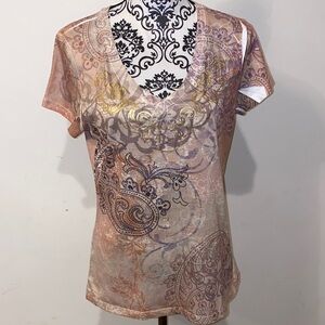 5/$25 Y2K Elegant Paisley V-Neck Cap Sleeve Top Size Medium 8/10